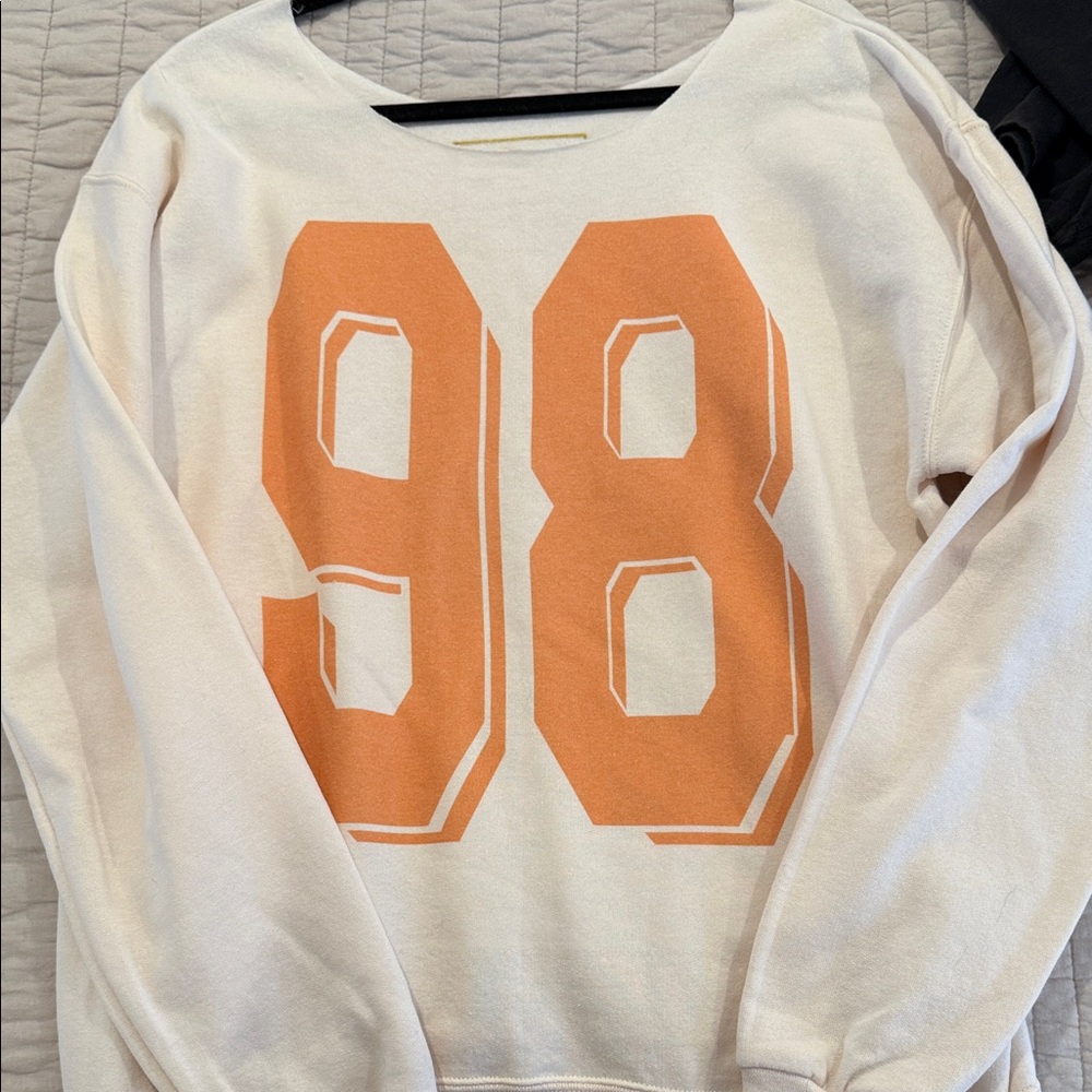 Cream Sweatshirt with Orange 98 Print